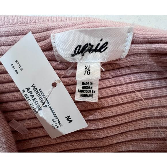 Aerie Top Womens XL Pink Knit Sweater Ribbed Strappy Crop Tank Boho Festival NEW - Picture 3 of 11